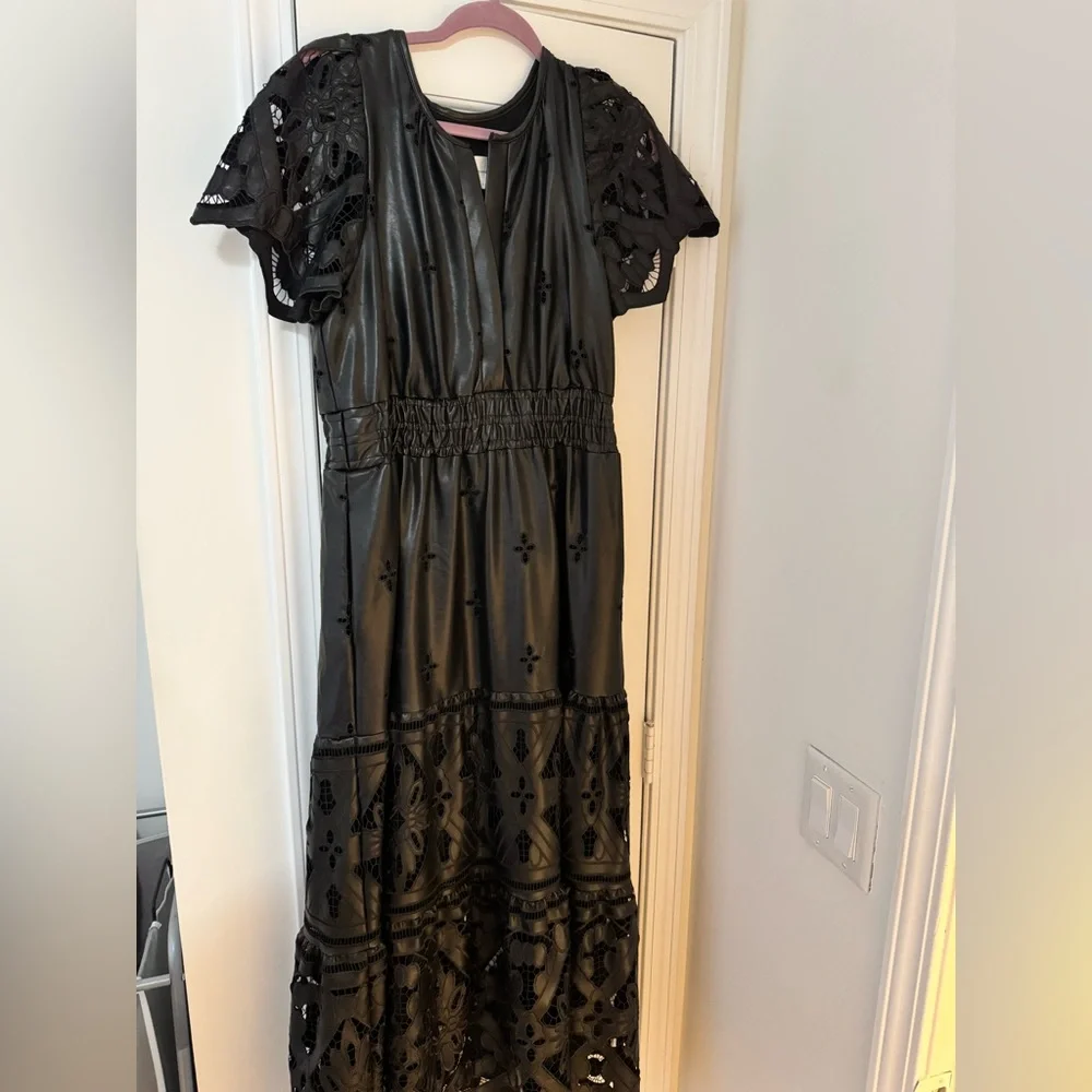 The Somerset Maxi Dress: Faux Leather Embroidered Edition by Anthropologie - Picture 4 of 6